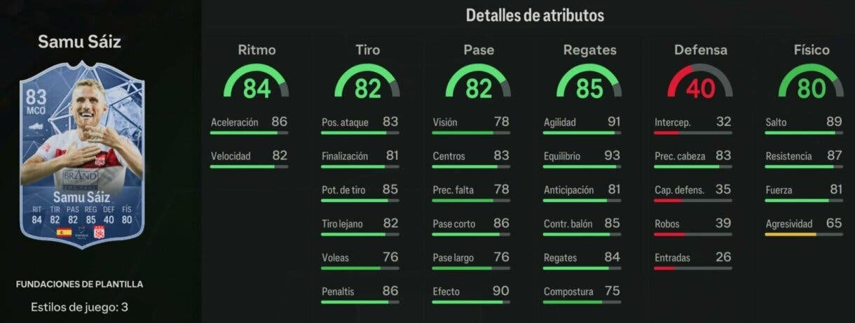 EA Sports FC 24 Ultimate Team Basics Samu Sáiz Squad Stats