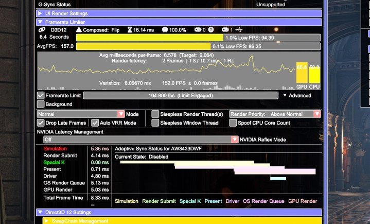 Frame rate limiter in Special K mod.