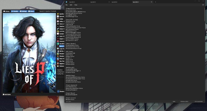 Settings for Special K mod on PC.