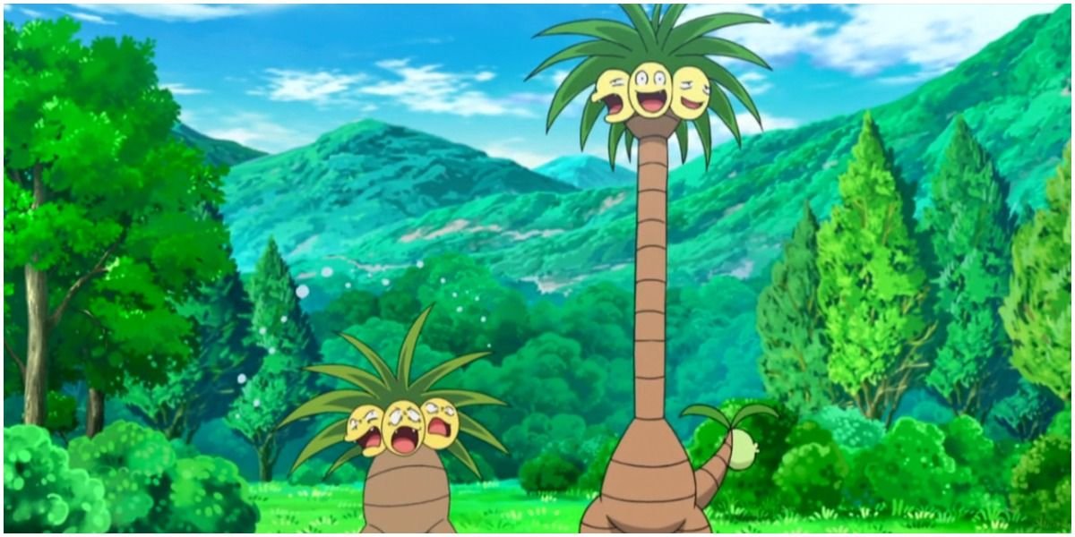 Alolan Exeggutor and Kanto Exeggutor have a great time