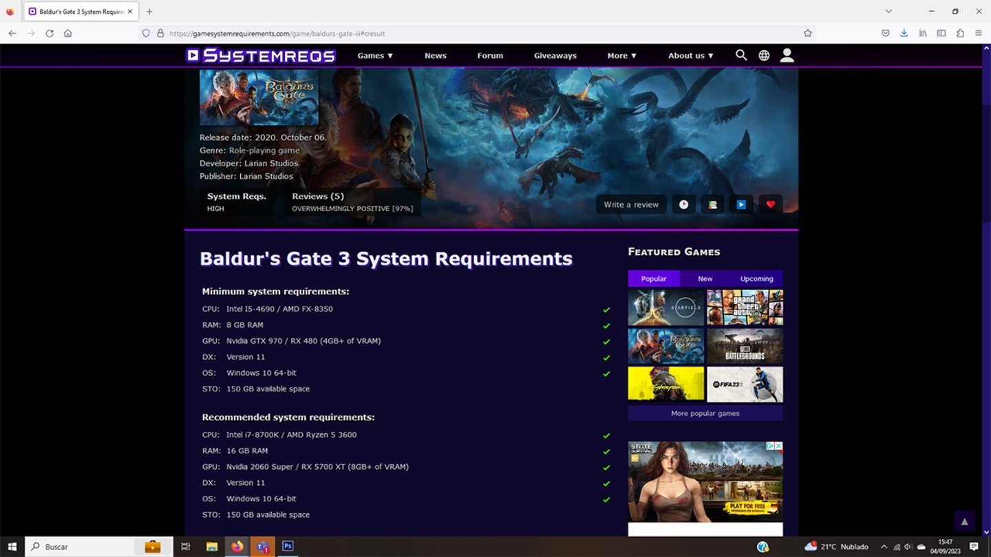 Capture game system requirements