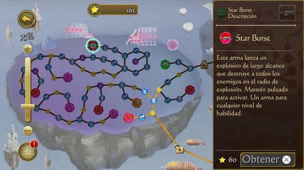 With the stars we earn, we move up the board with perks and weapons, which is a way to lower the difficulty in our next game.