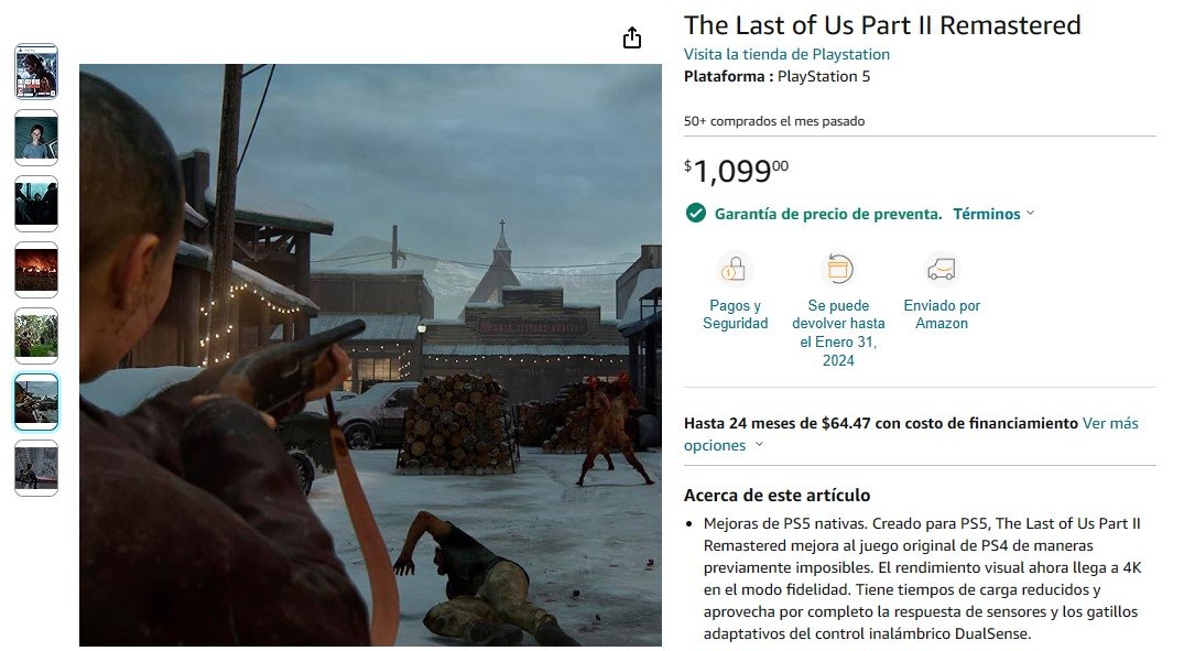 Aparta tu copia de <em>The Last of Us Part II Remastered</em>“/><figcaption>Keep a copy <em>The Last of Us Part II Remastered</em></figcaption></figure></p><p><em>The Last of Us Part II Remastered</em> It will have visual improvements that will use the power of the PlayStation 5. It will also include new game modes such as No Return, a roguelike in which we can play with several characters from this part, but everything will be related to the story so that it will not some crazy idea that will come off the script.</p><p><strong>ARTICLE:</strong> Between Ports and Remasters: Is The Last of Us Declining?</p><p>In addition, it includes a tour of scenarios that did not make it to the final version, but which we will be able to experience for the first time. In the same way, they will be connected with the history of c <em>The Last of Us: Part II</em> so it will be some sort of extension that will include developer comments.</p><p><em>NOTE: LEVEL UP is part of Amazon’s affiliate program and receives a commission on purchases made through links used in this post. None of the products mentioned in the post were created by the brands or the store, and there is no content sponsored by them.</em></p><p>Stay with us on LEVEL UP.</p><p><strong>Related video: Unboxing: The Last of Us Part II Collector’s Edition</strong></p><p><iframe class=