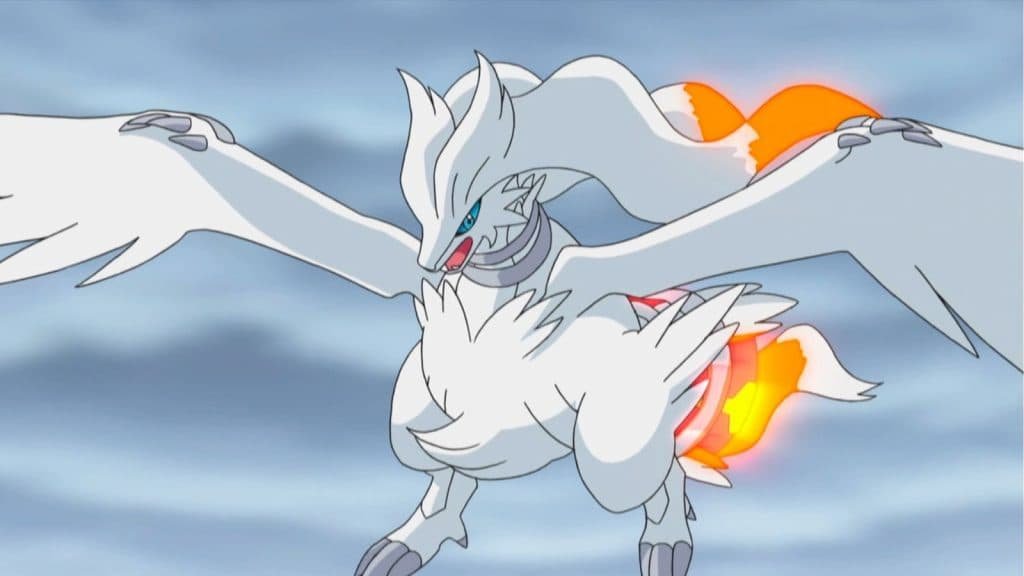The legendary Reshiram in the Pokemon anime