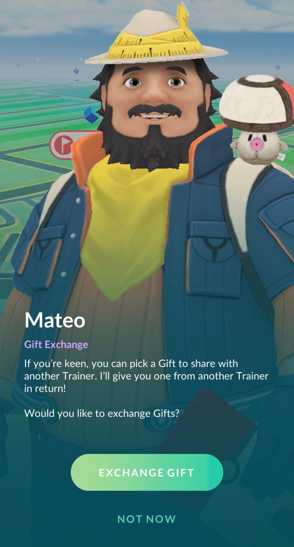 Talking to Mateo in Pokémon Go