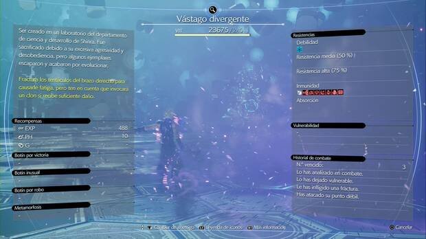 Final Fantasy VII Rebirth - Versus Shinra Simulator: V battle sheet