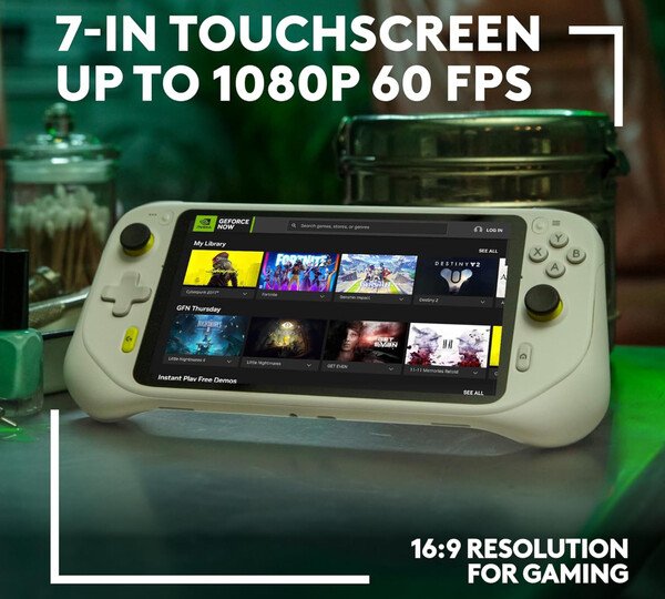 Cloud Logitech G has a 7-inch display 1080p and up to 12 hours of battery life. (Image Source: Logitech)