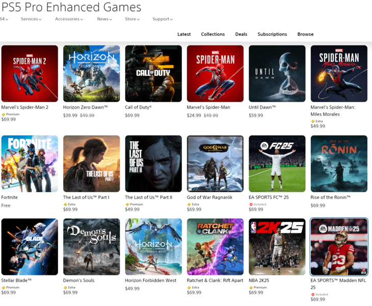 Sony PS5 Pro Enhanced Games July 2025 (Image Source: Screenshot, Sony PlayStation)