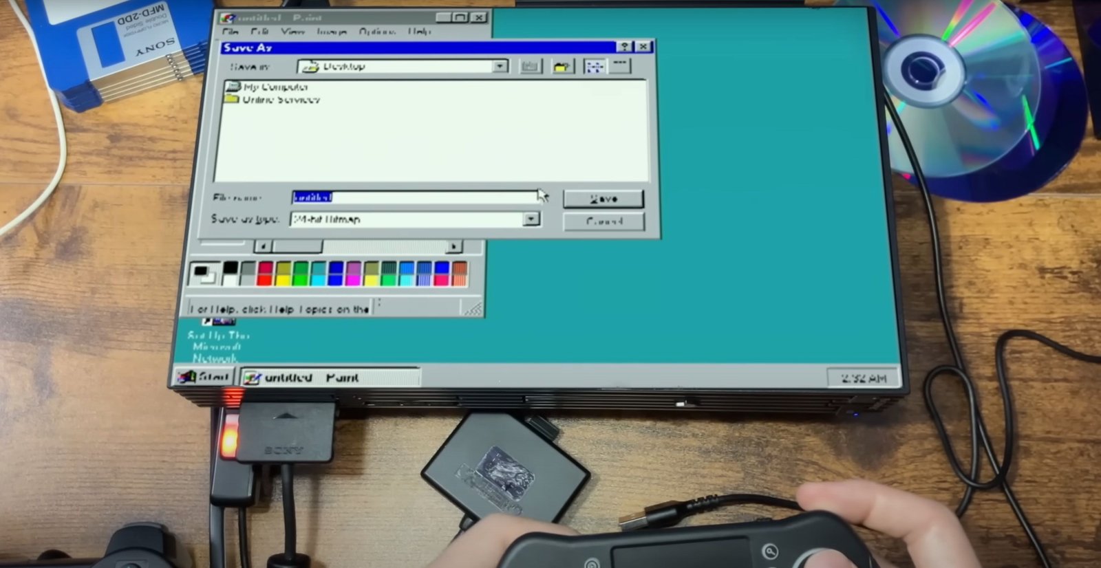 A screenshot showing Windows 95 that works on PlayStation 2