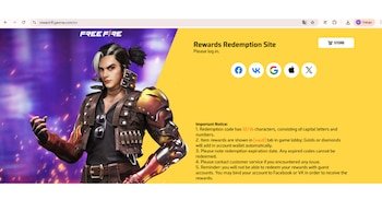 Reward redemption site. (Free