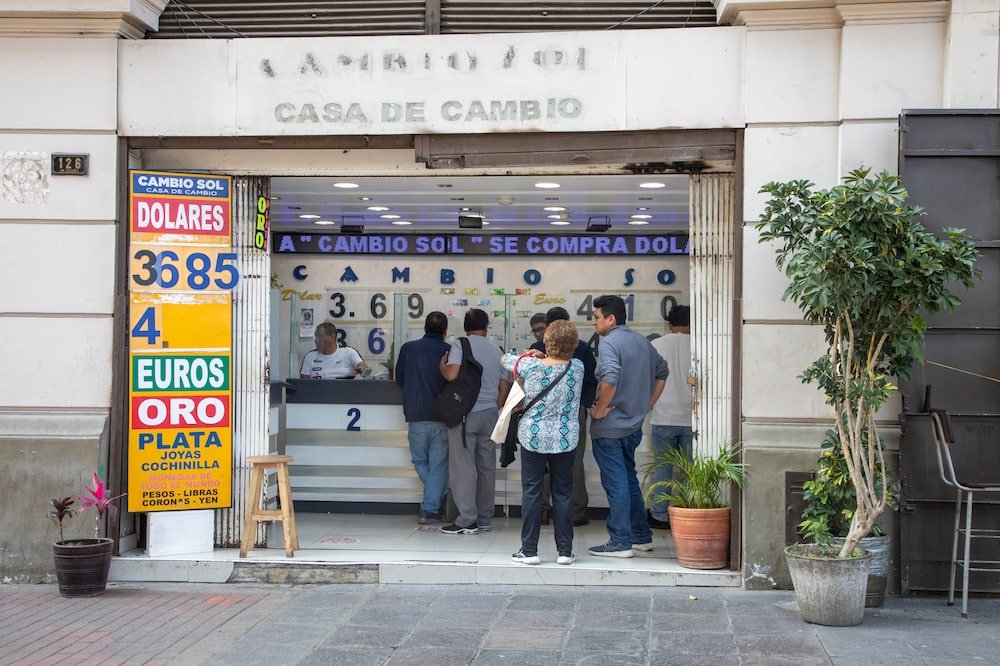 On Friday, September 1, 2023, customers in the currency exchange in Lima, Peru.