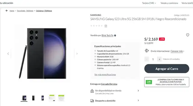 Price of Samsung Galaxy S23 Ultra. Photo: capture. Price of Samsung Galaxy S23 Ultra. Photo: capture.