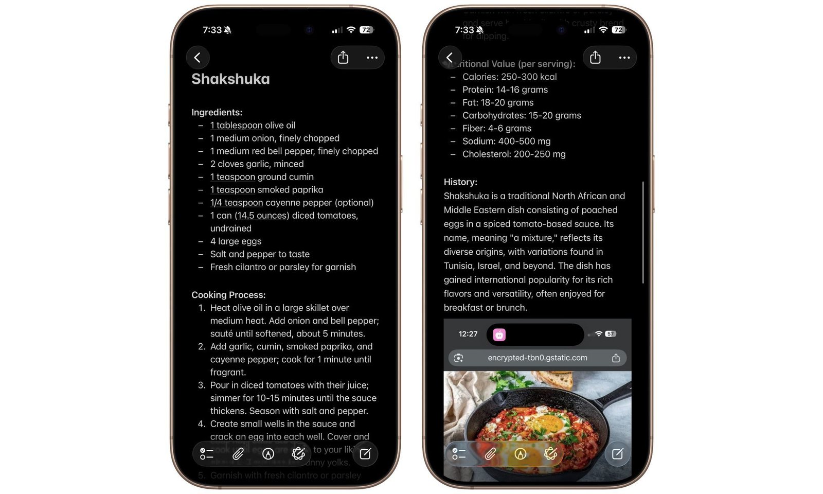 Reaction to the recipe shortcut on the iPhone 17 Pro.