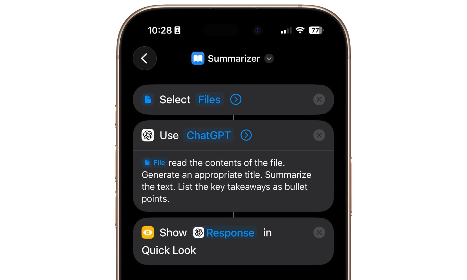Quick access settings on iPhone 17 Pro.