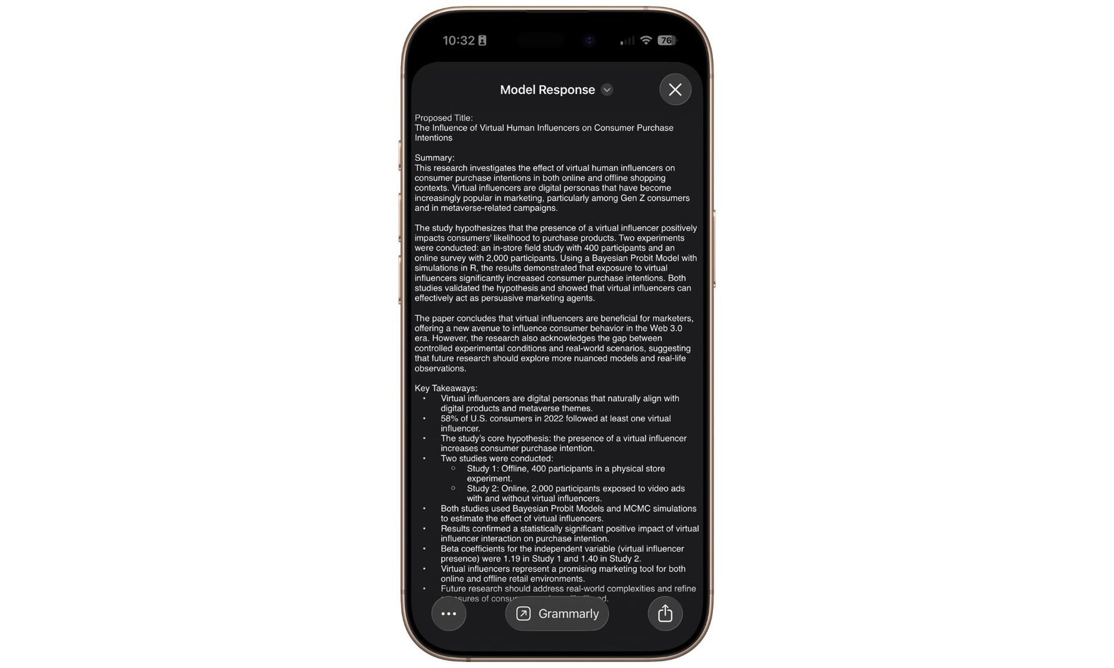Shortcut answer on iPhone 17 Pro.