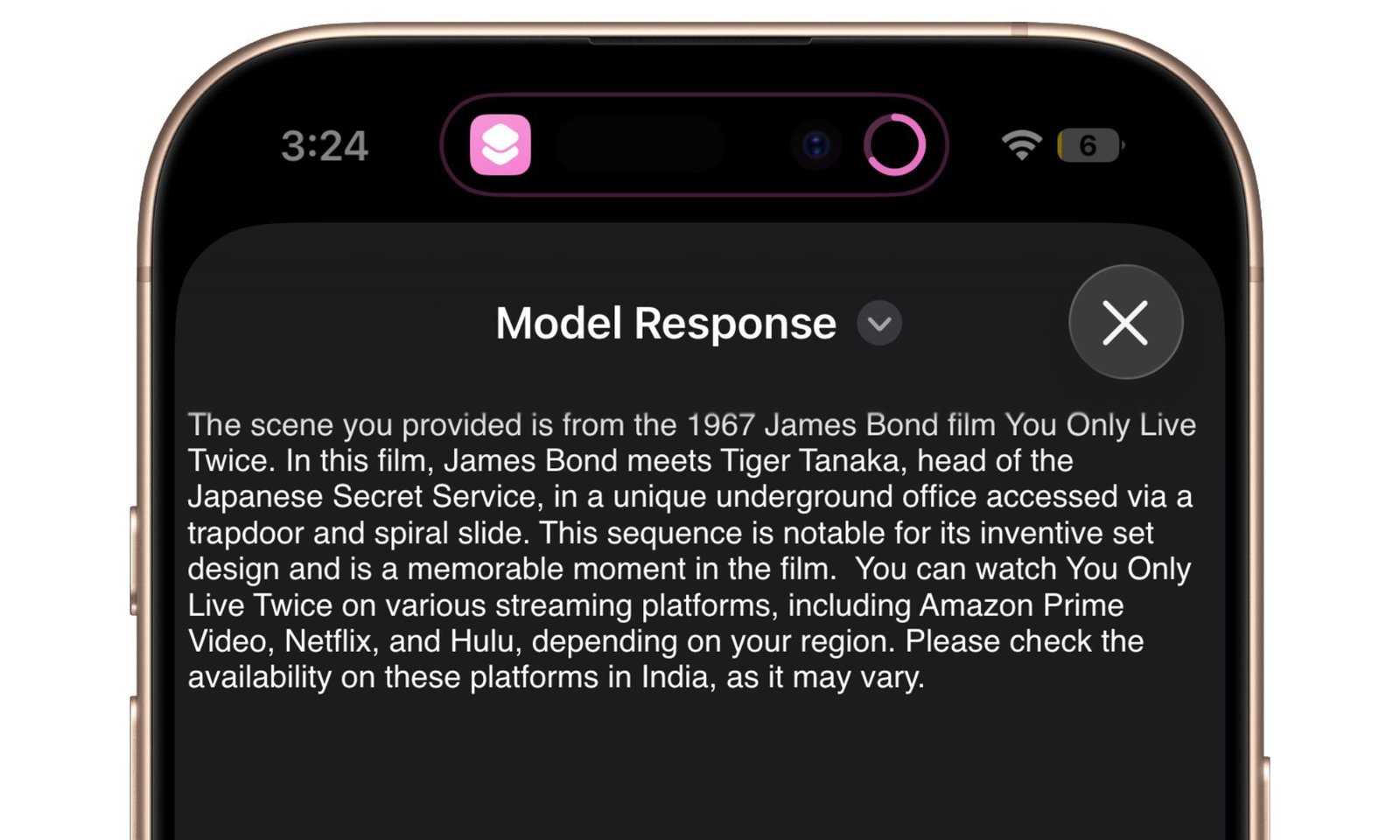 A shortcut has been launched on the iPhone 17 Pro.