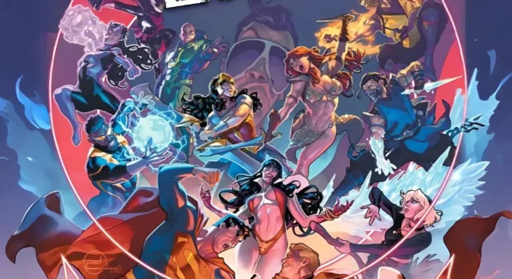 A comic book preview panel showing Superman preparing to fight Homelander from The Boys.