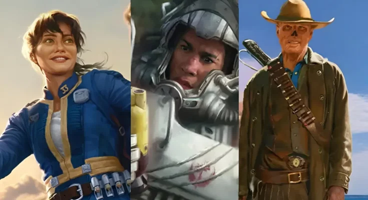 New Magic: The Gathering Secret Lair cards featuring Lucy, Maximus, and The Ghoul from the Fallout TV series