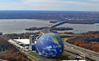 Concept art of the new, smaller-scale Sphere venue planned for the National Harbor waterfront in Maryland.