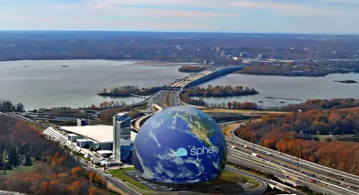 Concept art of the new, smaller-scale Sphere venue planned for the National Harbor waterfront in Maryland.